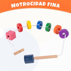 Adena Montessori - Juego de cuentas de madera con bandeja, 1-3 años