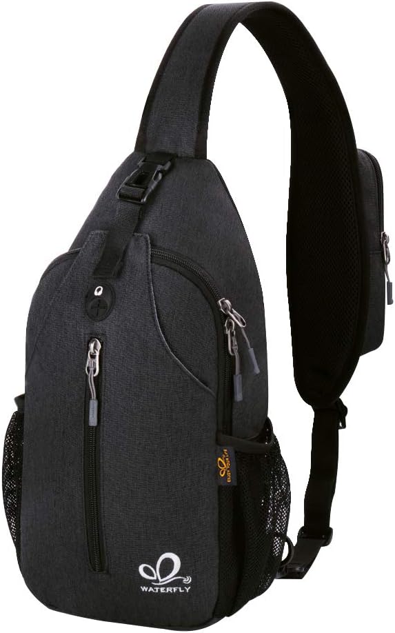 Waterfly - Mochila cruzada tipo bandolera para viajes y caminatas, bolsa de pecho, Negro, talla única
