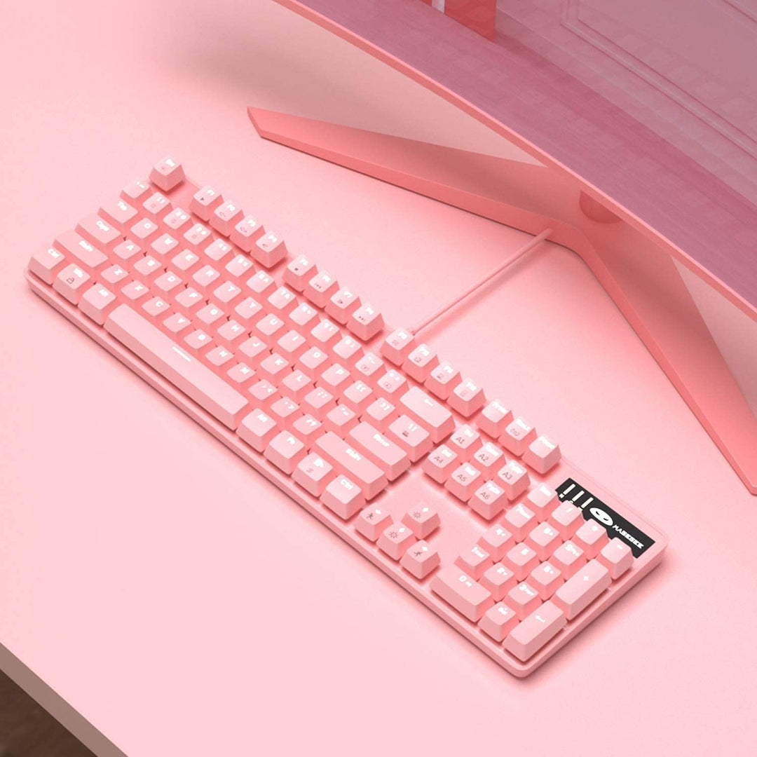 MageGee Teclado para juegos rosa con cable USB, nuevo teclado mecán...