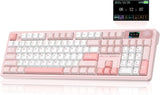 LINGBAO K108 Pro Teclado mecánico inalámbrico cremoso rosa con tecl...