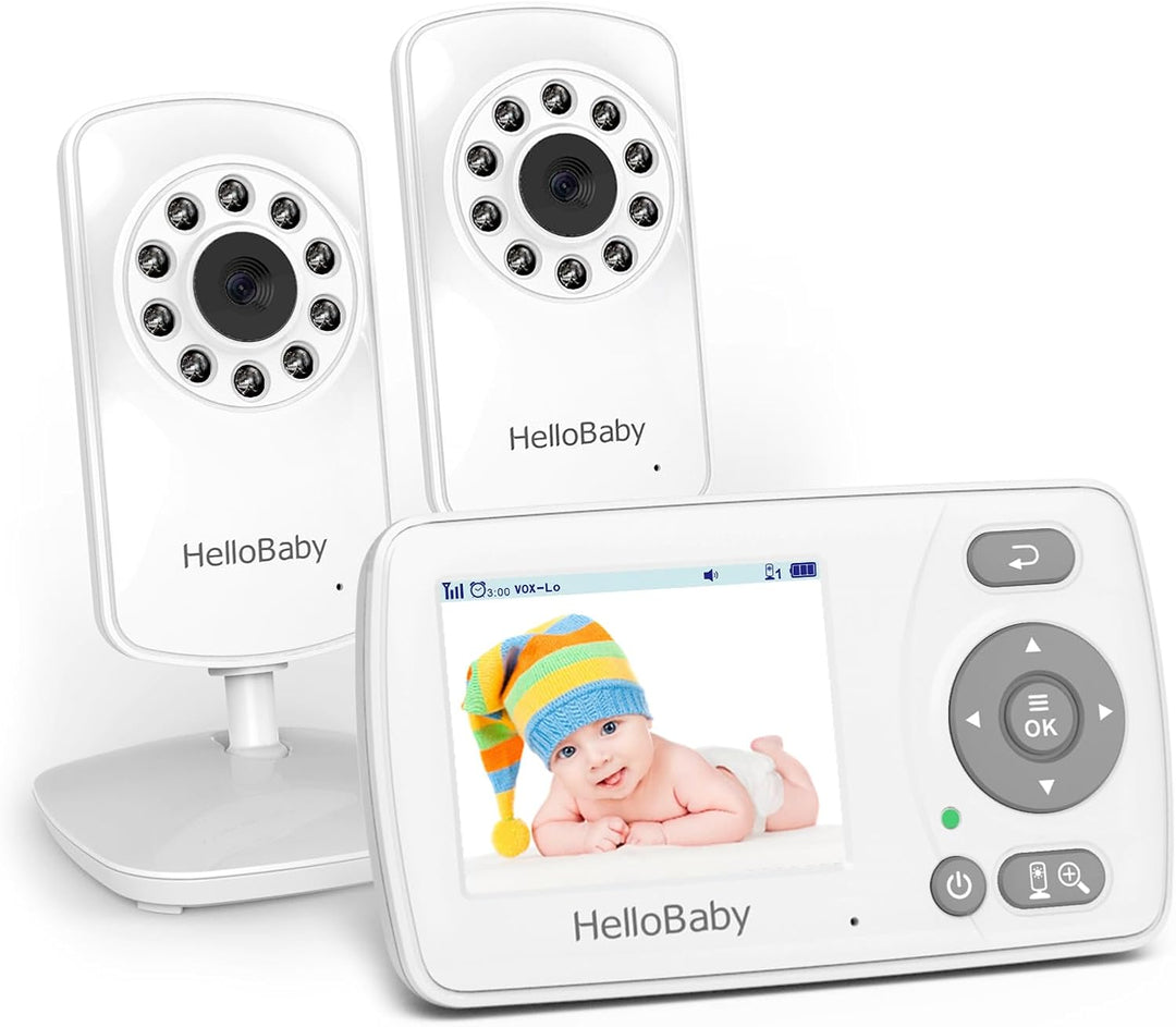 HelloBaby Monitor con 2 cámaras, pantalla de viaje portátil de 2.4...