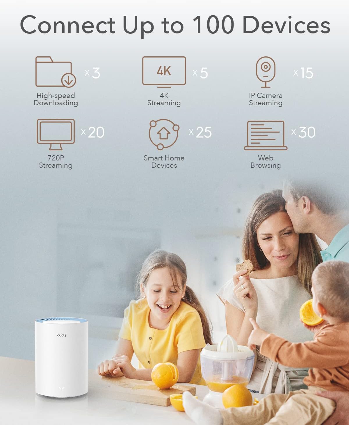 Cudy AC1200 Wi-Fi 5 Sistema de malla de 2 puertos, 860 pies cuadrados
