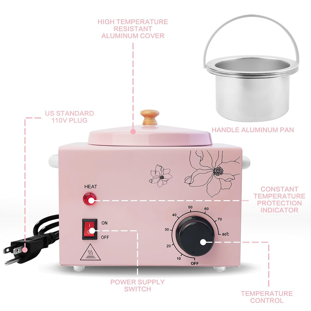 Calentador de cera rosa portátil con temperatura ajustable y varill...