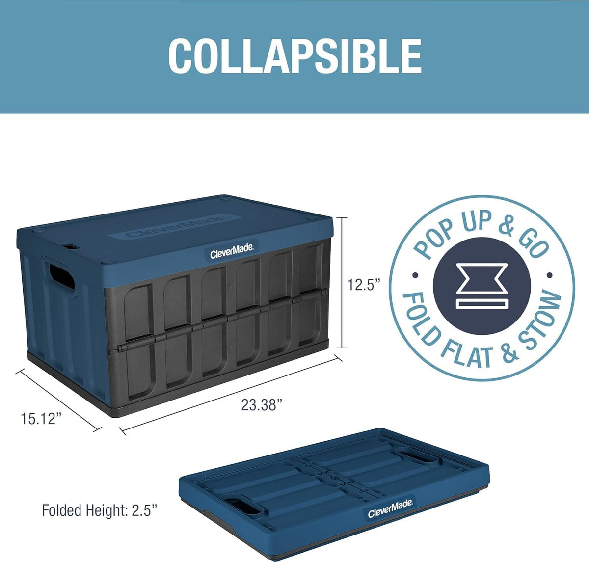 CleverMade Contenedores de almacenamiento plegables con tapas
