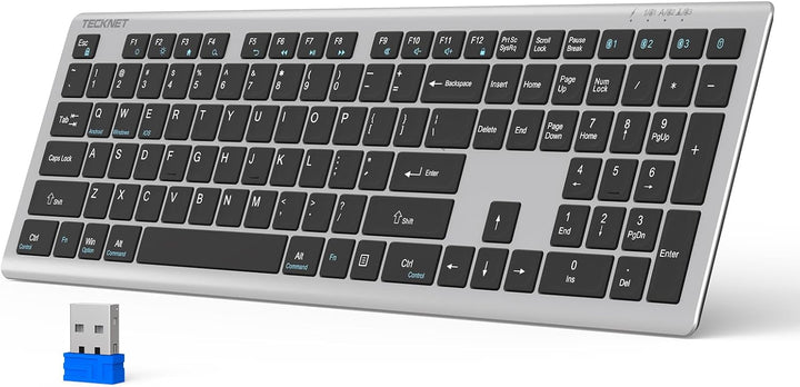 Teclado Bluetooth recargable TECKNET, cambio gratuito entre 4 dispo...