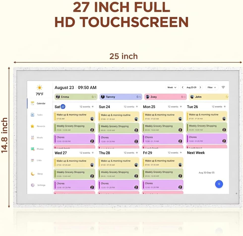 Calendario digital de 27 pulgadas, planificador familiar inteligente