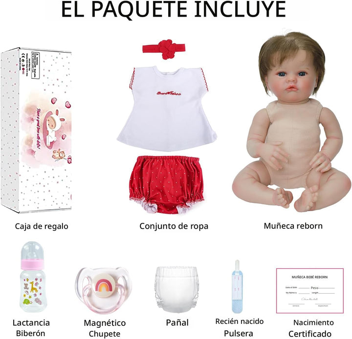 SCOM Muñecas de bebé realistas Niña - Muñeca Reborn de 18 Pulgadas...