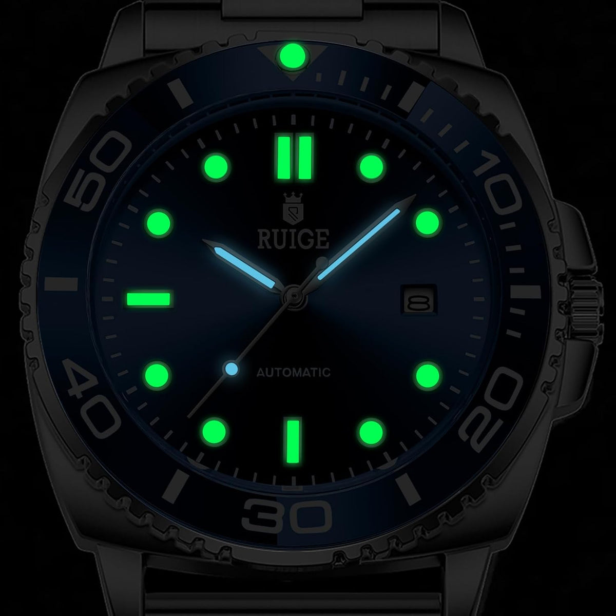 Nuevo reloj mecánico totalmente automático para hombre, calendario de acero inoxidable, bisel giratorio de moda, moda, luz nocturna, impermeable, A8-2