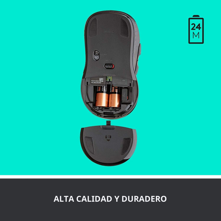 Logitech M510 - Mouse inalámbrico, ratón para laptop y PC con recep...