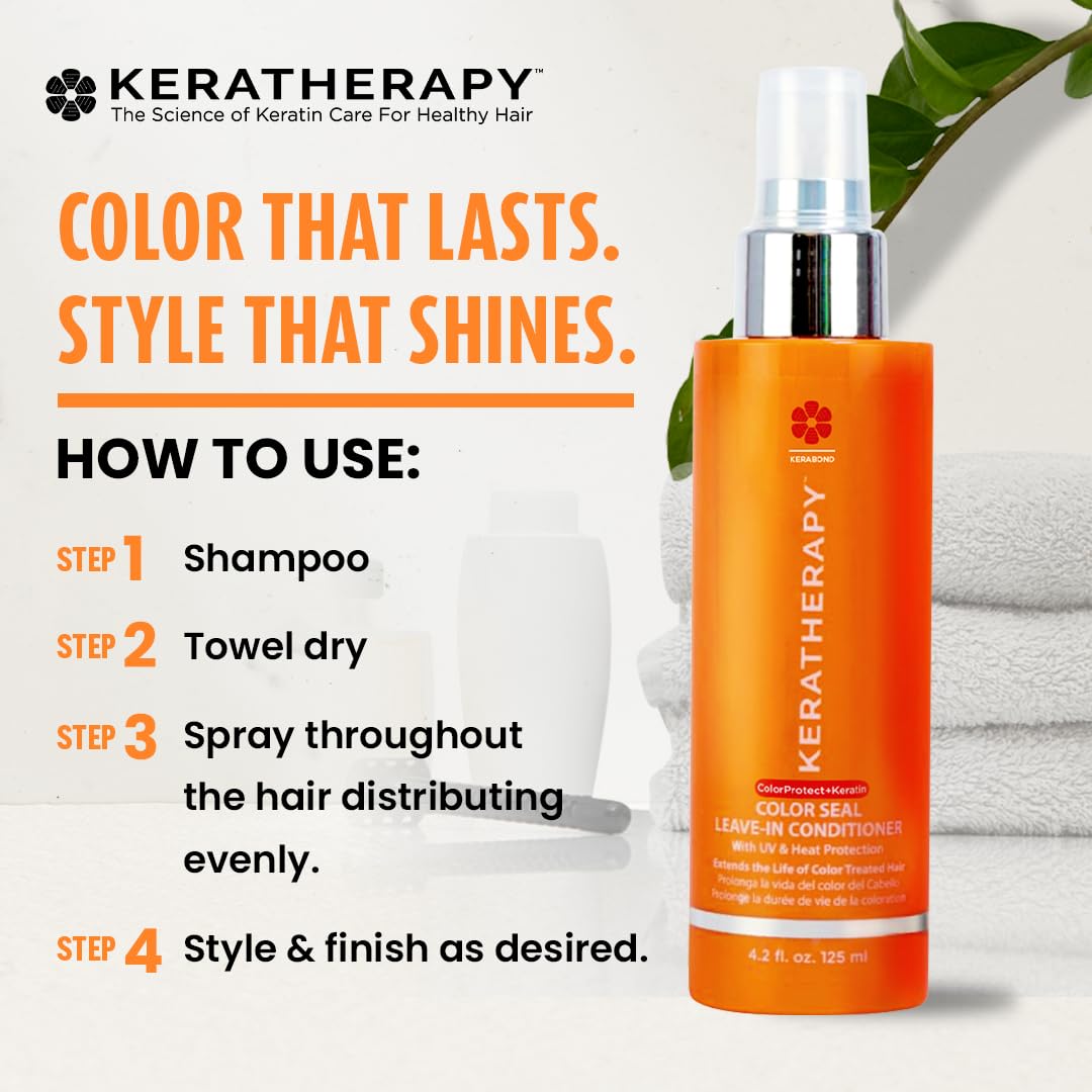 KERATHERAPY Color Seal - Acondicionador sin enjuague en aerosol, 4....