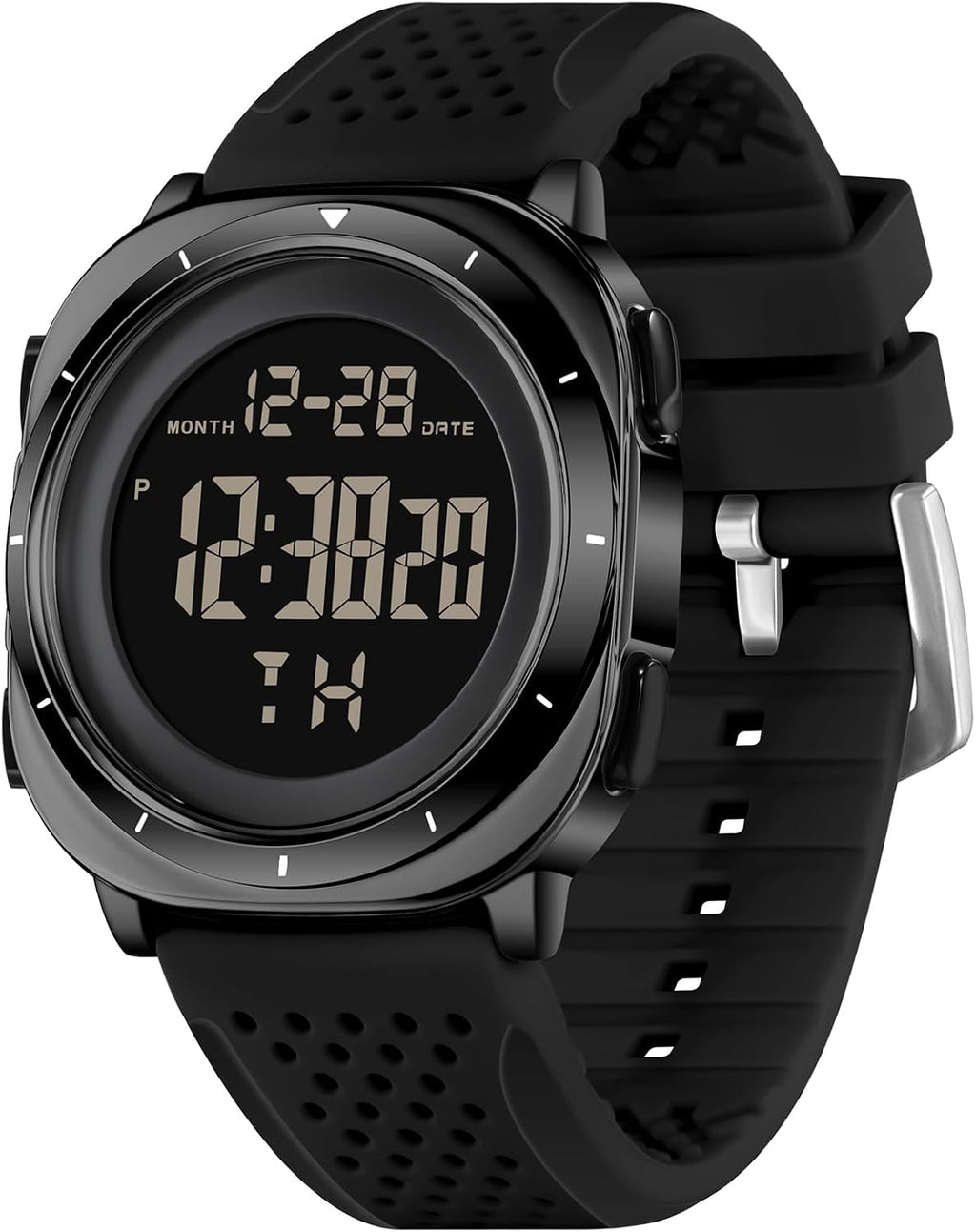 Reloj deportivo digital para hombre, estilo militar táctico, impermeable, cara redonda con pantalla de fecha de día