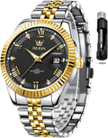 OLEVS Reloj Clásico para Hombre Diamante Analógico Lujo Acero Inoxidable a Dos Tonos Resistente al Agua con Fecha Luminous para Hombres