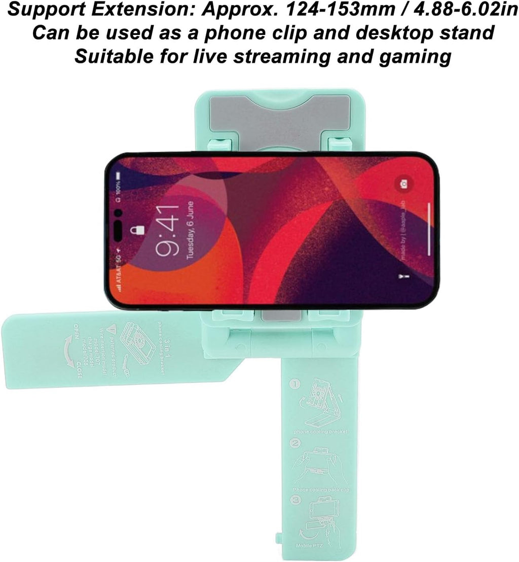 Sorandy Sorandyuqpazfx71c-13 - Radiador de teléfono celular con ventilador de refrigeración, soporte de teléfono de escritorio con luz RGB, compatible con Android, todos los teléfonos móviles (verde),