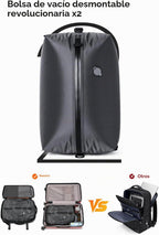 Mochila de viaje al vacío, mochila expandible de 70 litros con sistema de compresión, 2 bolsas de vacío de TPU desmontables, bloqueo TSA, resistente al agua, se adapta a portátiles de 16