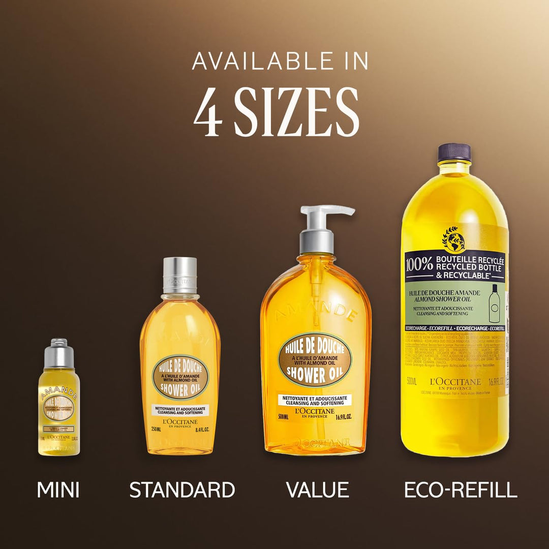 L'OCCITANE Aceite de ducha de almendra limpiador y suavizante,...