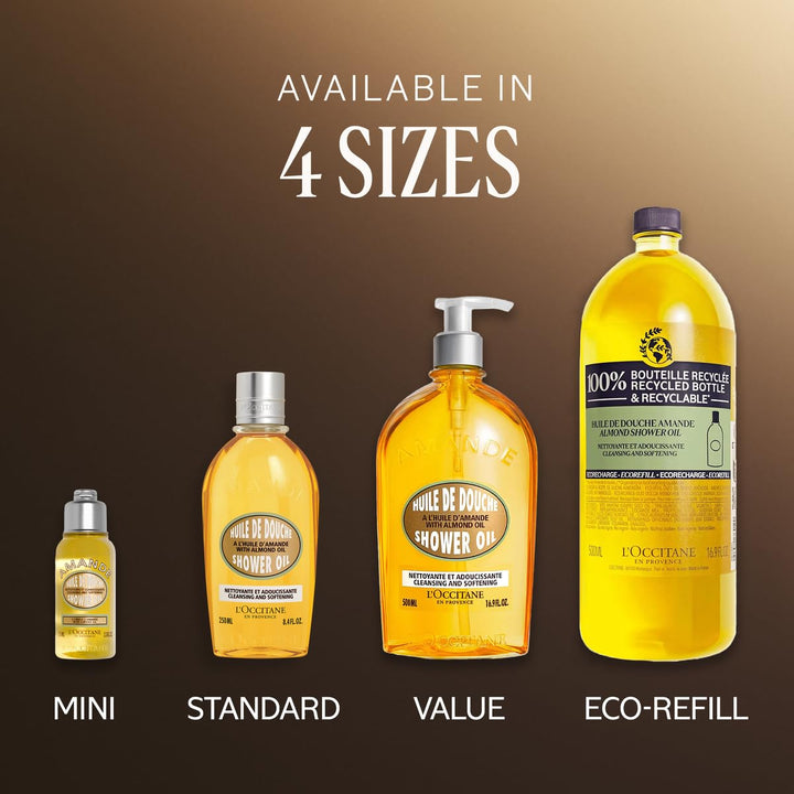 L'OCCITANE Aceite de ducha de almendra limpiador y suavizante,...