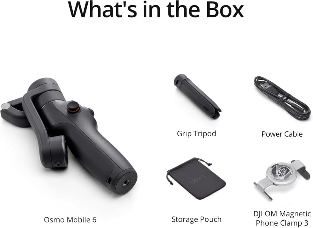 DJI Osmo Mobile 6 - Estabilizador de cardán para teléfono inteligente, cardán de 3 ejes, barra de extensión integrada, portátil y plegable, cardán Android y iPhone con ShotGuides, estabilizador de vlogging, video de YouTube TikTok