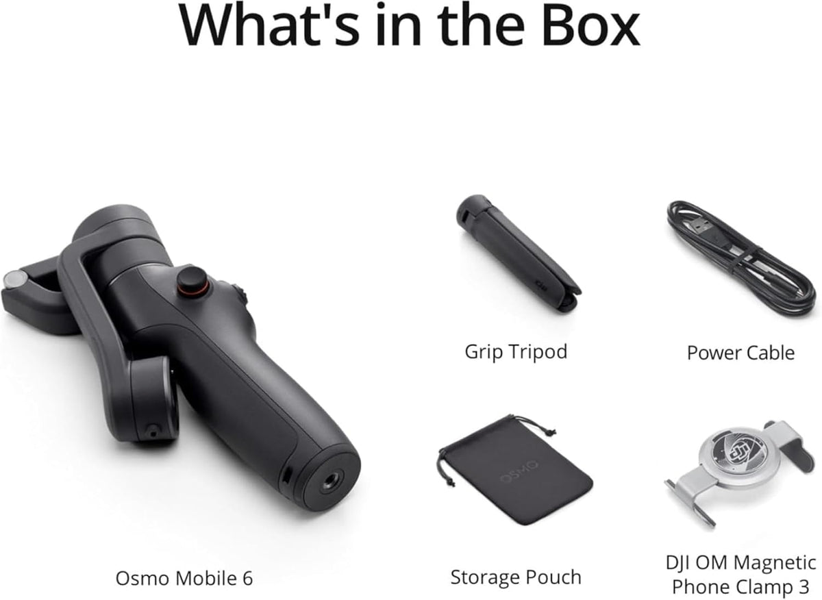 DJI Osmo Mobile 6 - Estabilizador de cardán para teléfono inteligente, cardán de 3 ejes, barra de extensión integrada, portátil y plegable, cardán Android y iPhone con ShotGuides, estabilizador de vlogging, video de YouTube TikTok