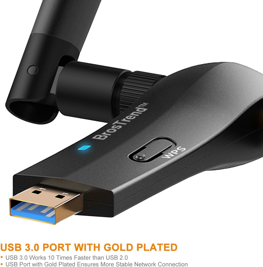 BrosTrend, adaptador WiFi de largo alcance (1200Mbps) de banda dual de 5 gigahertzios. Velocidad de red inalámbrica 867Mbps, 2.4 gigahertzios 300 Mbps; antenas WiFi 2 X 5dBi; USB 3.0. Compatible con Windows 10/8/7/XP, Linux Mint, Ubuntu, Raspbian