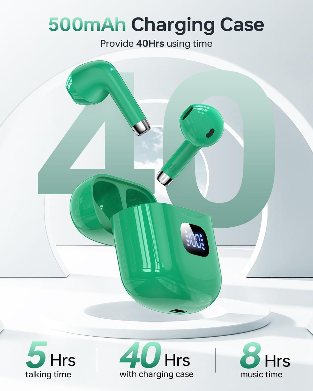 KTGEE Auriculares inalámbricos Bluetooth 5.3, reproducción de 40 ho...