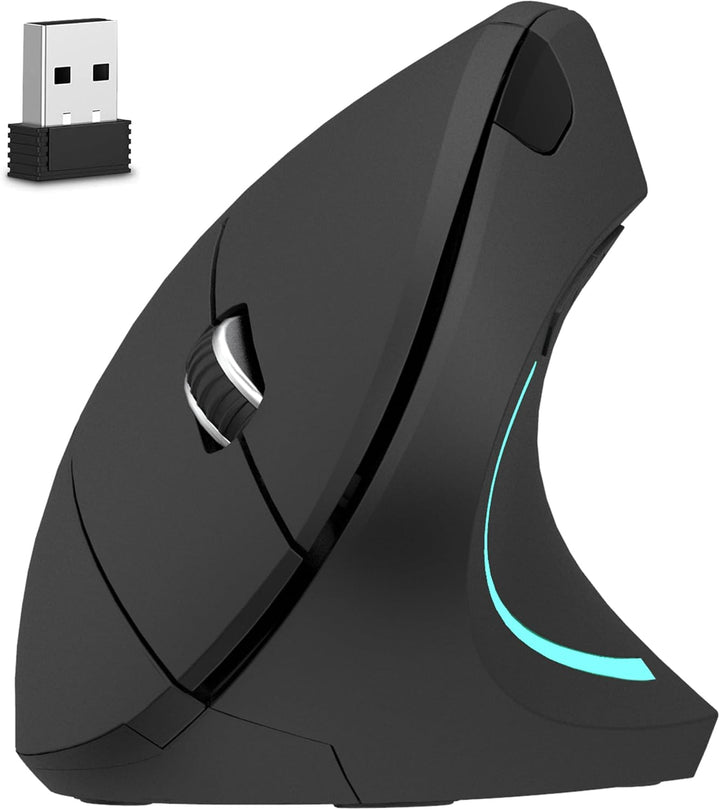 Delton Ratón inalámbrico vertical ergonómico, dongle USB de 2.4 GHz...