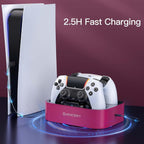 NEWDERY Estación de carga para controlador PS5, base de carga dual para PlayStation 5 DualSense/Edge Controller, soporte de carga rápida con cable tipo C, regalo para mujeres y niñas, día de la madre