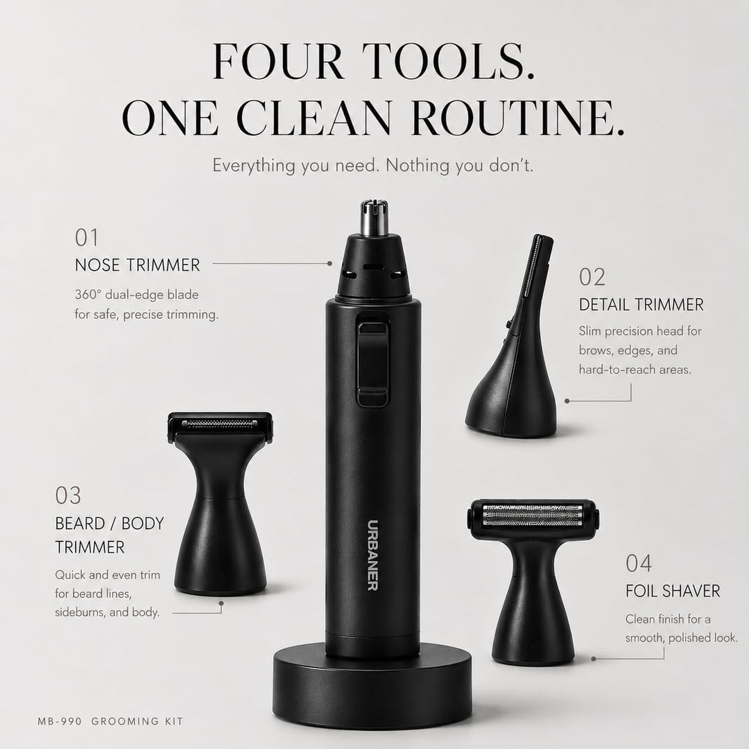 URBANER Recortadora de bigotes para hombres, kit completo de aseo c...