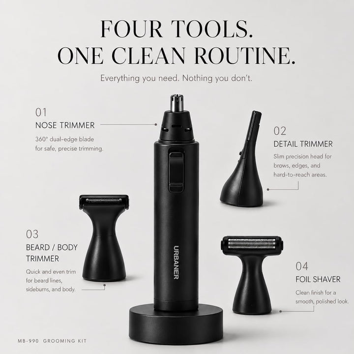 URBANER Recortadora de bigotes para hombres, kit completo de aseo c...