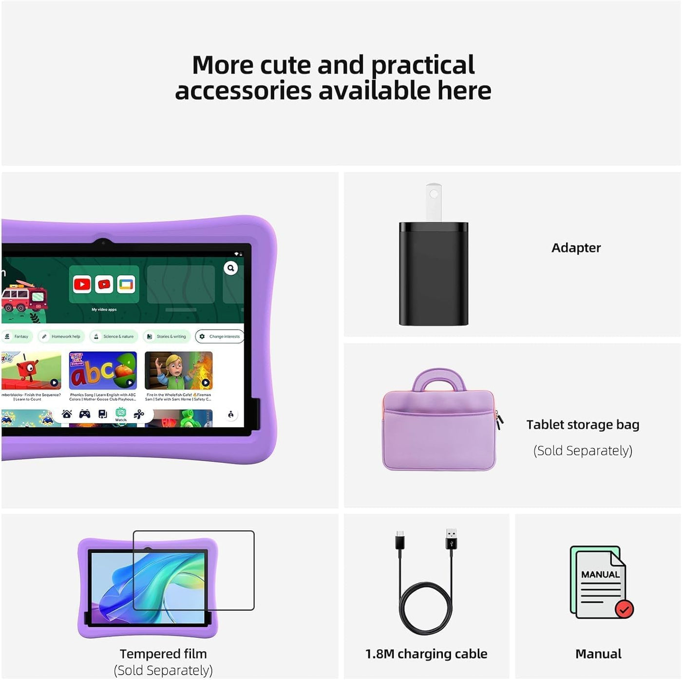 plimpton Tablet infantil mejorada 2026, tableta Android 15 de 10 pu...
