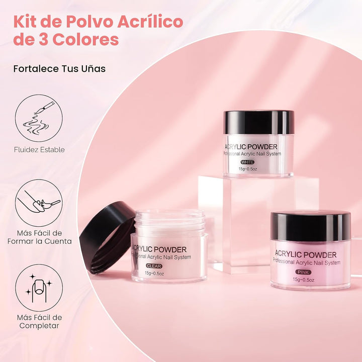 Kit de uñas para principiantes con todo: juego profesional de polvo...