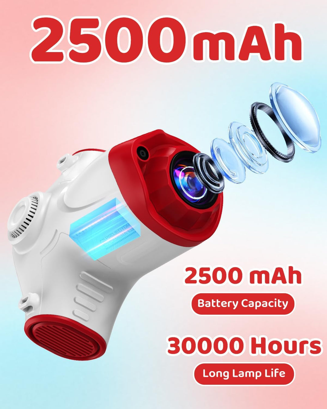 Cámara para niños con proyector, videocámara de video digital 1080P...