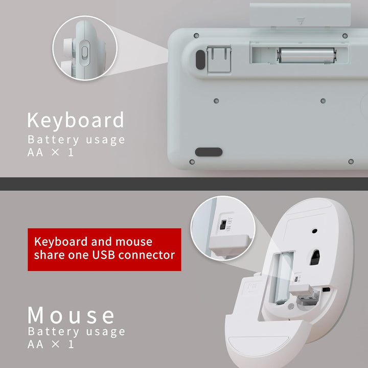 UBOTIE Teclado inalámbrico colorido para computadora y mouse óptico...