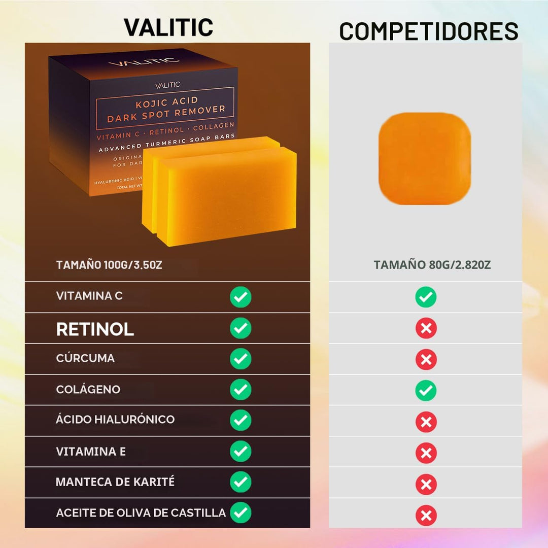 VALITIC Barras de jabón eliminadoras de manchas oscuras de ácido kó...