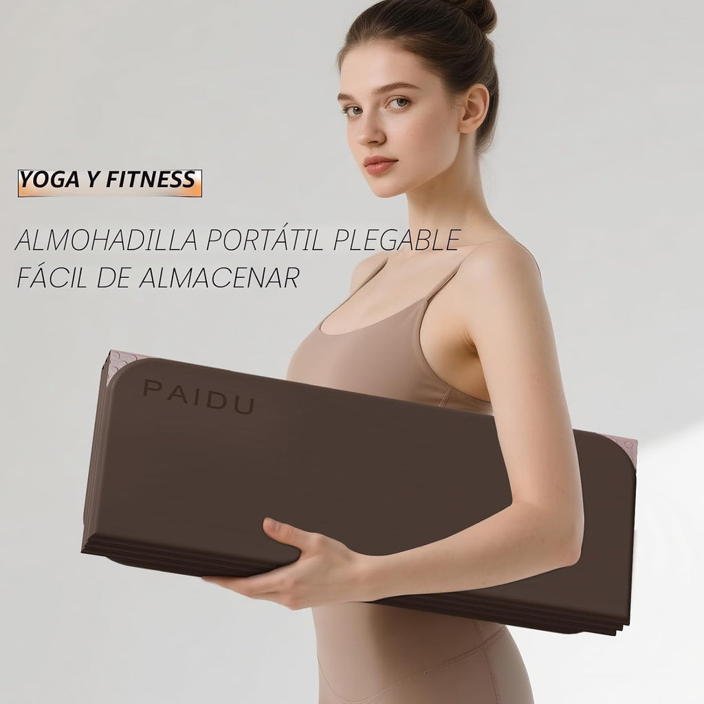 PAIDU Esterilla de yoga plegable para fitness, extra gruesa de 2/5 pulgadas (0.394 in) | TPE antideslizante certificado SGS | 75 x 26 pulgadas extra larga | portátil y fácil de almacenar | para yoga