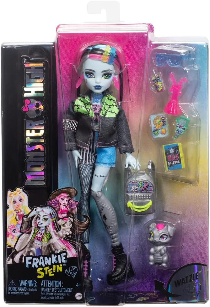 Muñeca Monster High Frankie Stein con chaqueta de mezclilla y panta...