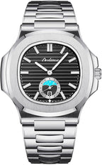 BESTKANG Reloj octogonal de acero inoxidable para hombre, reloj de cuarzo luminoso, reloj de pulsera de negocios