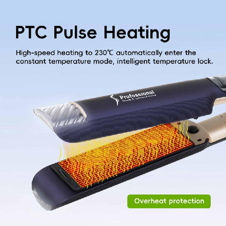Plancha de pelo profesional a vapor, placa flotante de 1.54 pulgada...