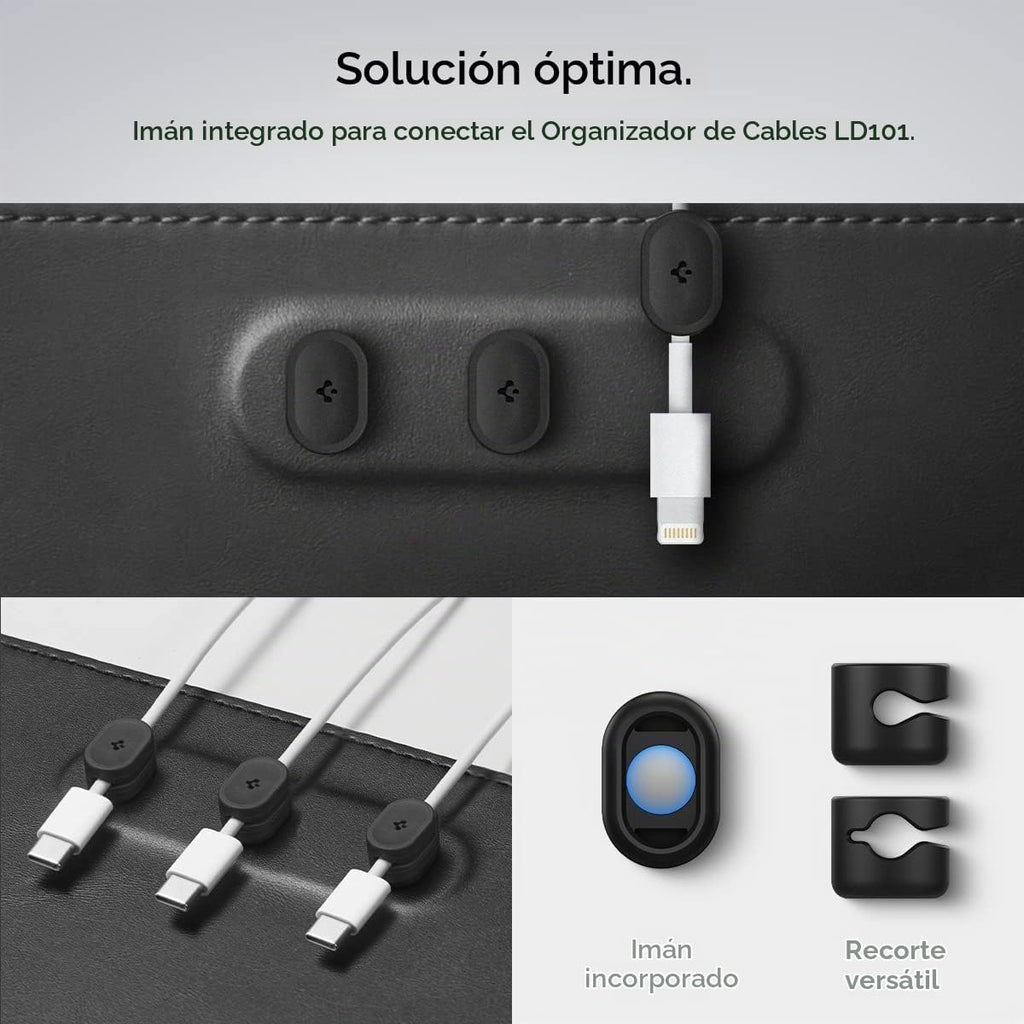 Spigen Almohadilla de escritorio de piel sintética con imanes de cable