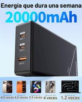 GENSROCK Cargador portátil de 20000 mAh, PD 35 W, cargador de bater...