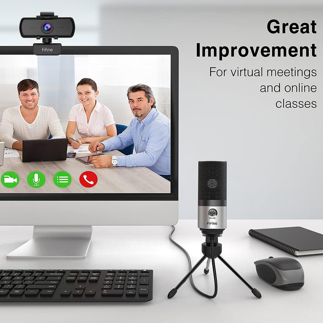 FIFINE Micrófono USB para Reunión de Video Zoom, Clase en Línea en...