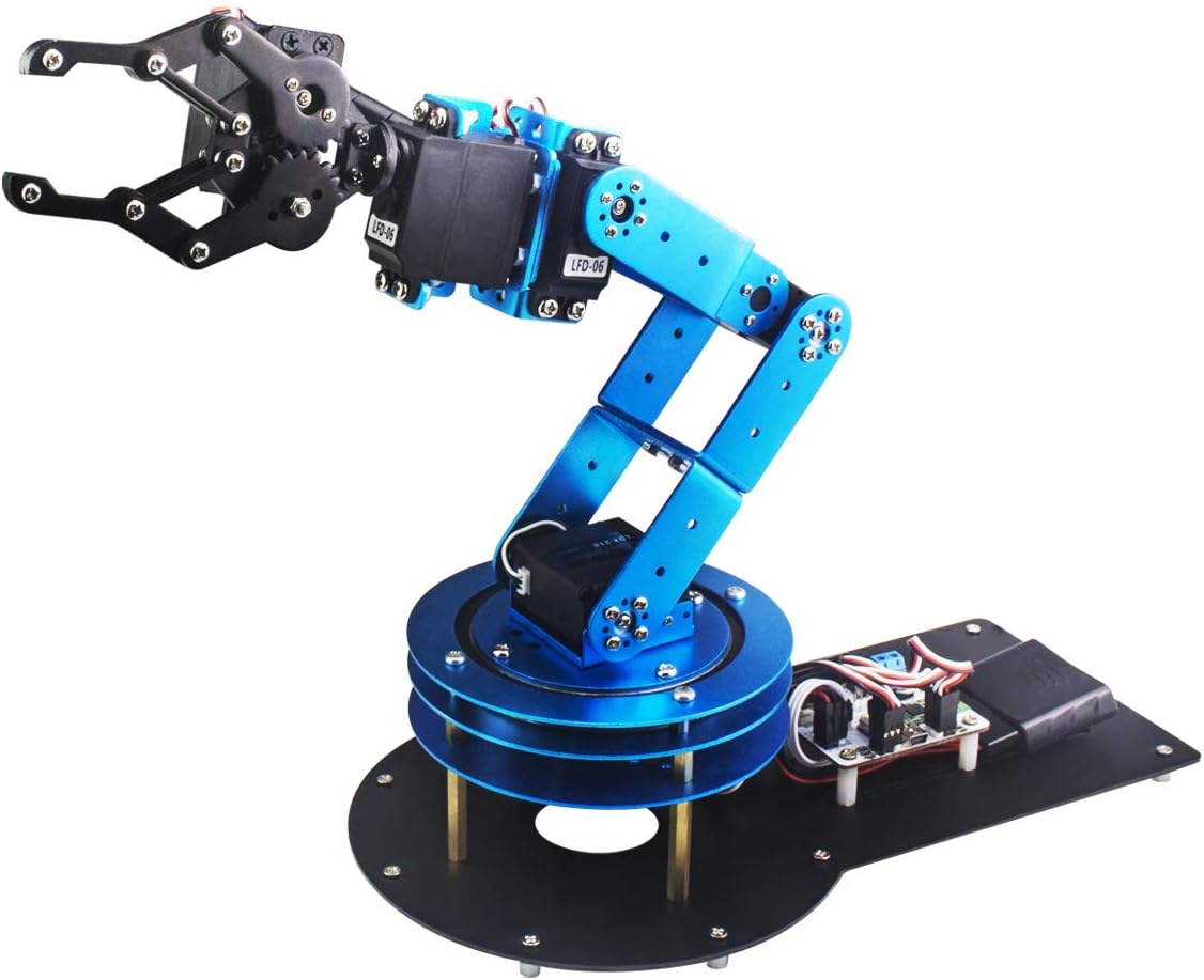 Robotic Arm Kit 6DOF Programming Robot Arm con 5 Servo, Handle, Mechanical Claw y más, PC Software APP Control con Tutorial