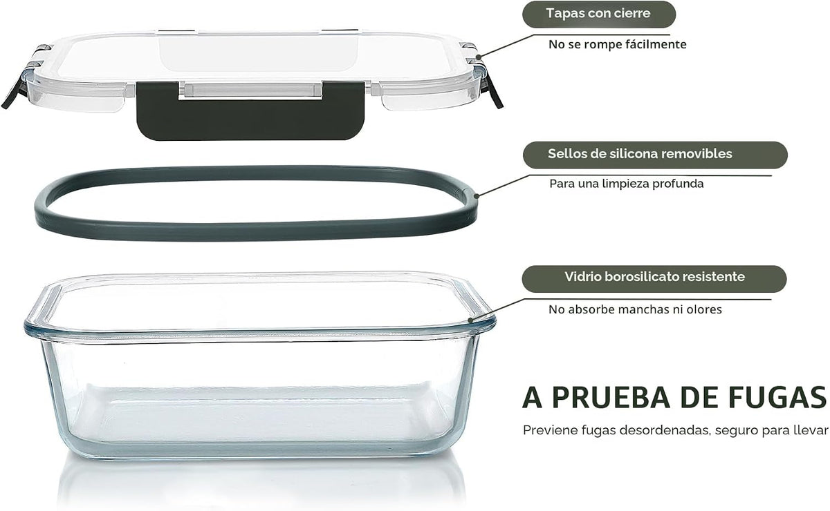 M MCIRCO Juego de 24 Piezas de Recipientes de Vidrio para Almacenamiento de Alimentos con Tapas de Cierre a Presión Mejoradas, Juego de Recipientes de Vidrio para Preparación de Comidas - Recipientes
