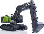 US in Stock, HUINA 1/14 593 Modelo RC Excavadora de tierra de metal y plástico, con luz LED y sonido de simulación, batería 2.4G control remoto 28CH, modelo de grado aficionado para mayores