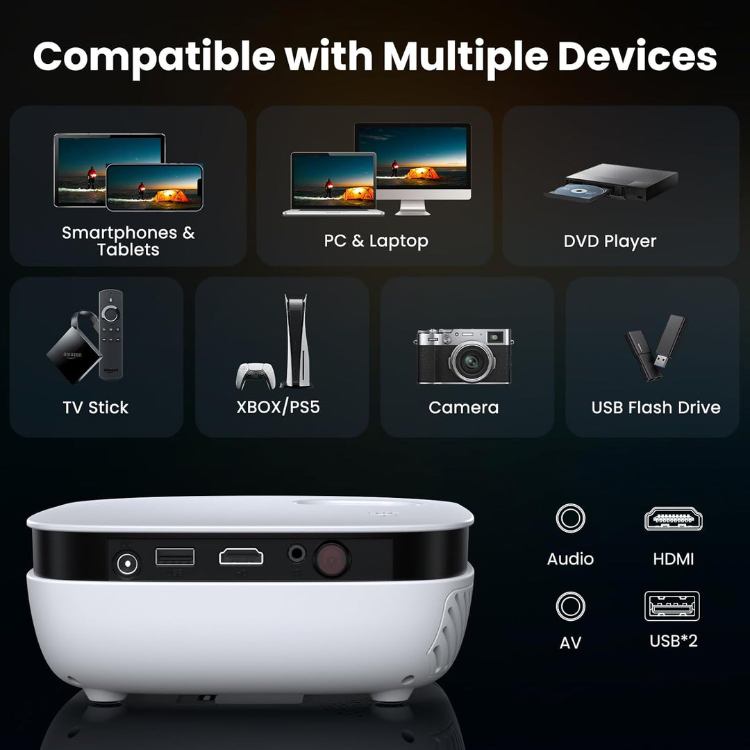 NICPOW - Mini proyector, proyector de película portátil para exteri...