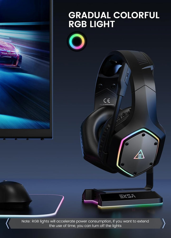 EKSA - Auriculares inalámbricos para juegos, auriculares USB con mi...