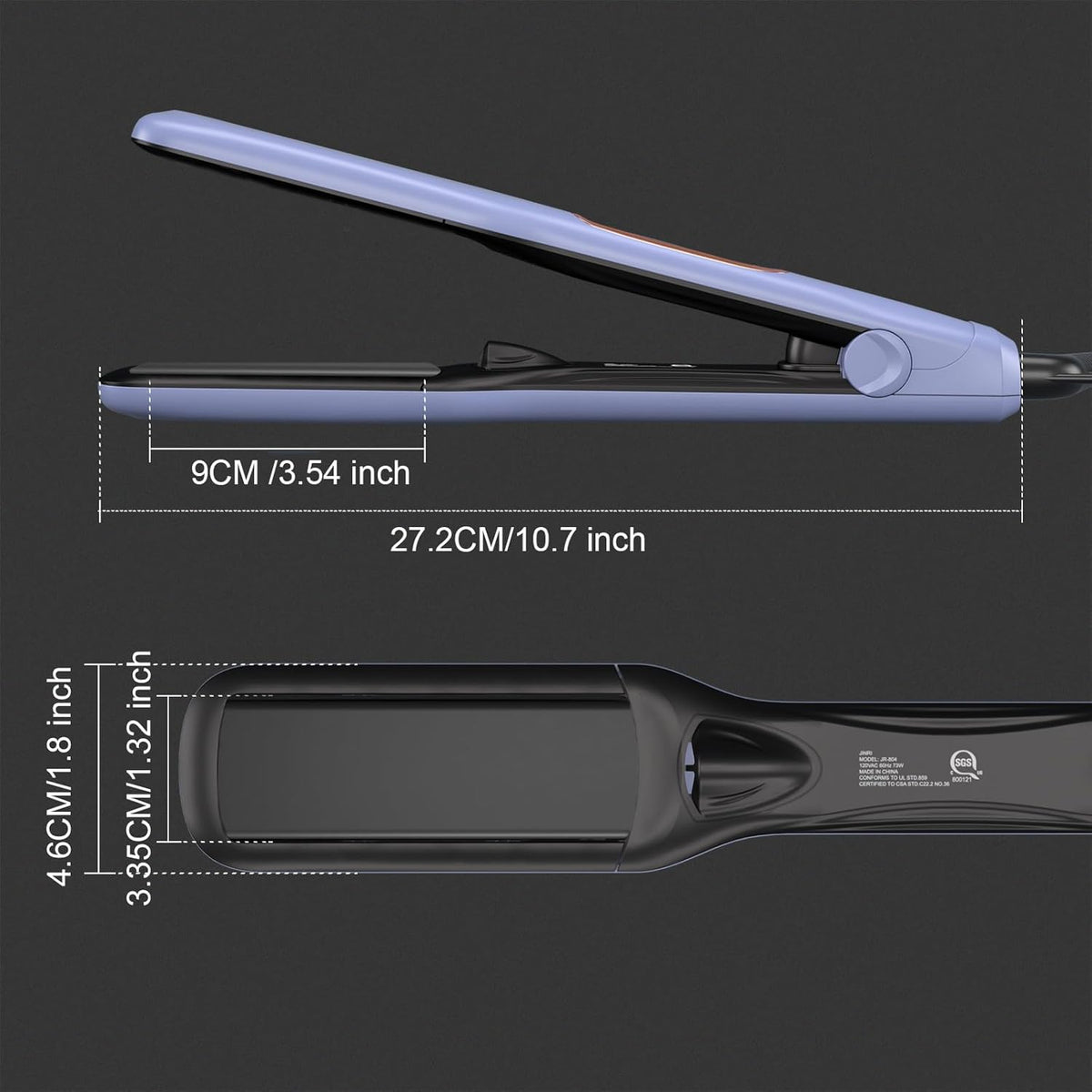 JINRI Plancha plana de titanio de 1.26 pulgadas de ancho para cabello húmedo o seco