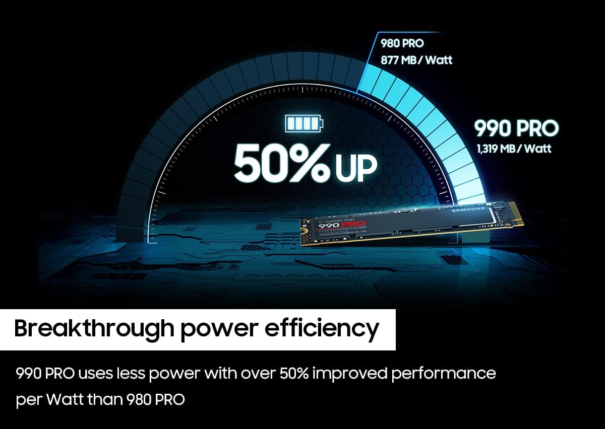 Samsung 990 PRO SSD 4TB PCIe 4.0 M.2 2280 - Unidad de estado sólido...