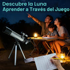 Telescopio para niños, 1.969 in, 100 x telescopio de plata para