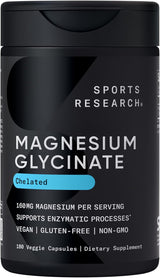 Sports Research® Glicinato de magnesio - Apoya el sueño reparador y...