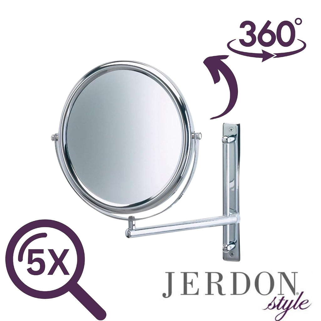 JERDON Espejo de maquillaje de pared de dos caras con aumento 3X-1X - Espejo de 9 pulgadas de diámetro se extiende 9 pulgadas - Acabado cromado pulido - Modelo JP3030CF